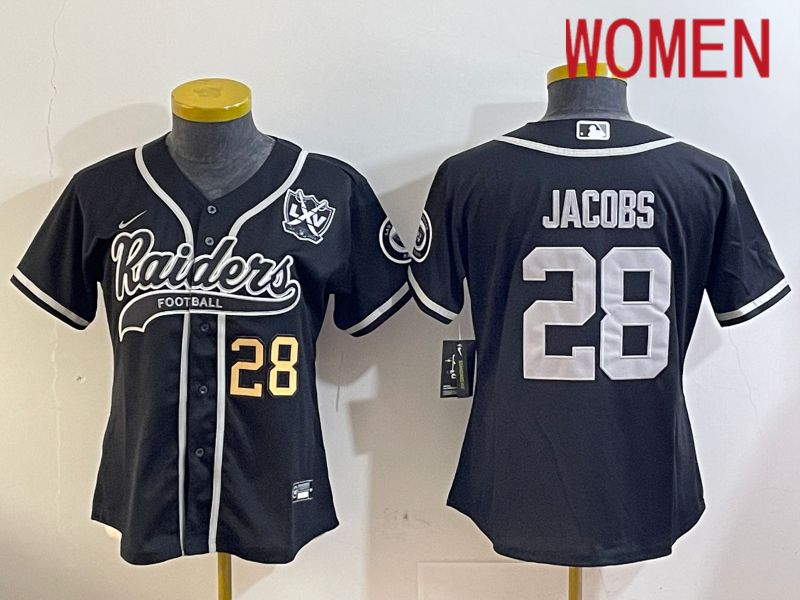 Women Oakland Raiders #28 Jacobs Black Joint Name 2024 Nike Limited NFL Jersey style 3->women nfl jersey->Women Jersey